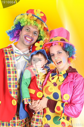 Image of happy clown family