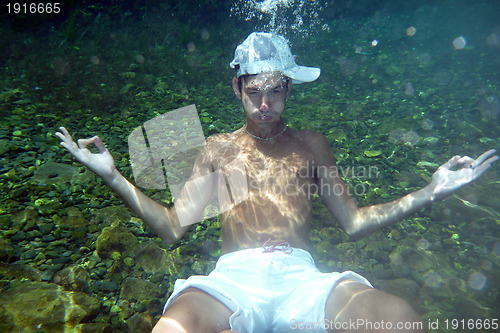 Image of man underwater in the pool