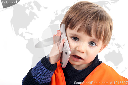 Image of baby boy on the phone