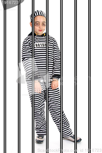 Image of A view of a sad prisoner in jail 