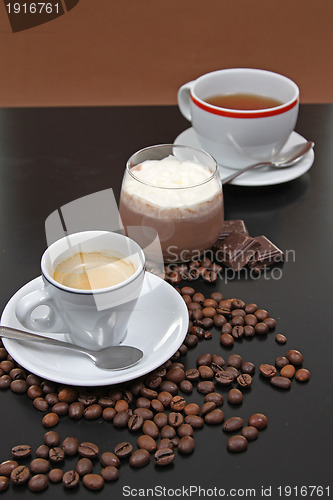 Image of coffe,tea and choco cream