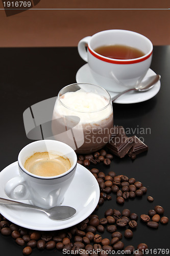 Image of coffe,tea and choco cream