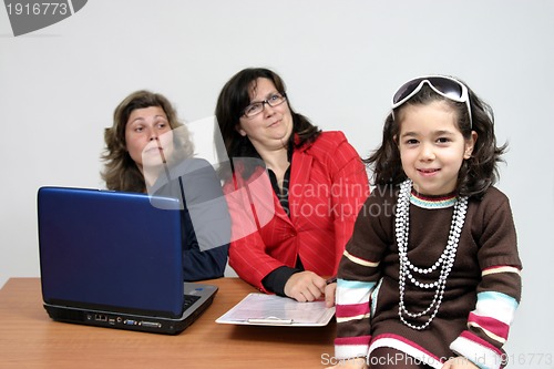 Image of woman businessteam with laptop