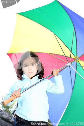 Image of Cute girl in autumn park