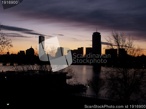 Image of Boston back bay skyline seen at dawn