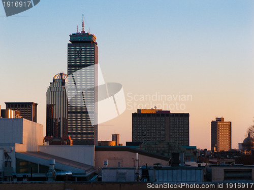 Image of Boston Back Bay over MIT roofs