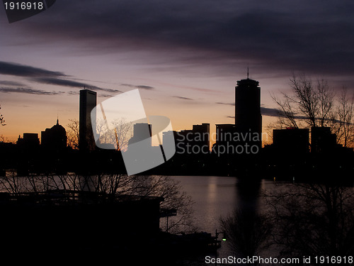 Image of Boston back bay skyline seen at dawn