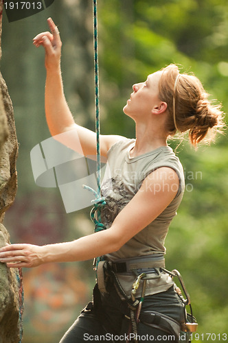 Image of Female rock climber