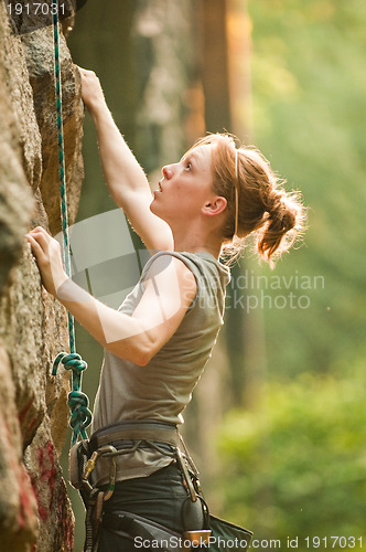 Image of Female rock climber