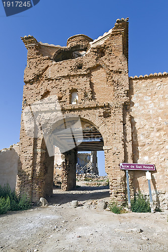 Image of Belchite village destroyed in a bombing during the Spanish Civil War 