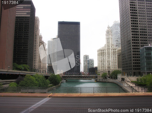 Image of Bridge and Buildings in Chicago, U.S.A.