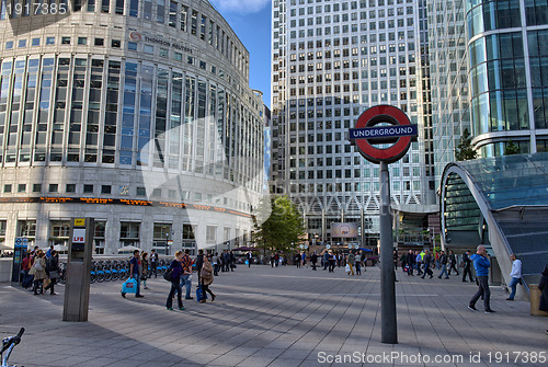 Image of LONDON - SEP 27: The London Underground sign outside the Canary 