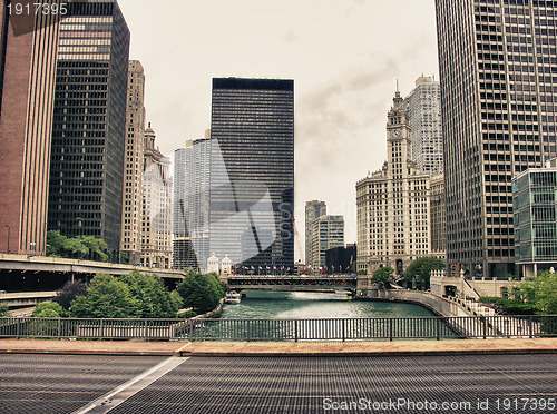 Image of Bridge and Buildings in Chicago, U.S.A.