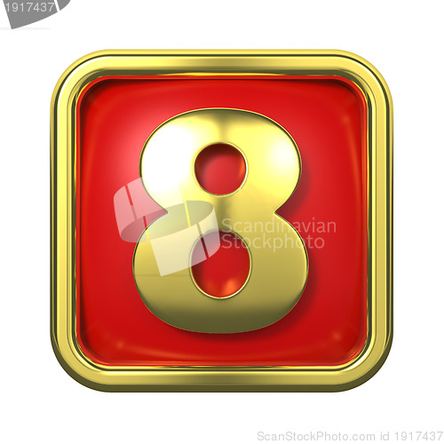 Image of Gold Numbers in Frame, on Red Background.