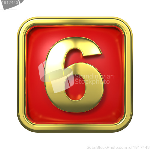 Image of Gold Numbers in Frame, on Red Background.