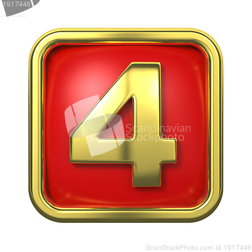 Image of Gold Numbers in Frame, on Red Background.