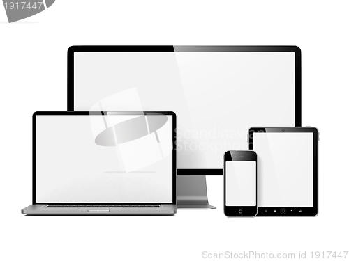 Image of Modern Electronic Devices Isolated on White.