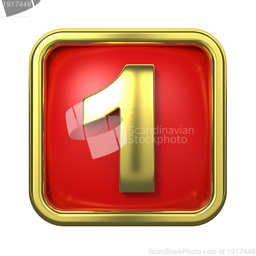 Image of Gold Numbers in Frame, on Red Background.