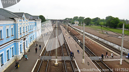 Image of View to the railway station and train