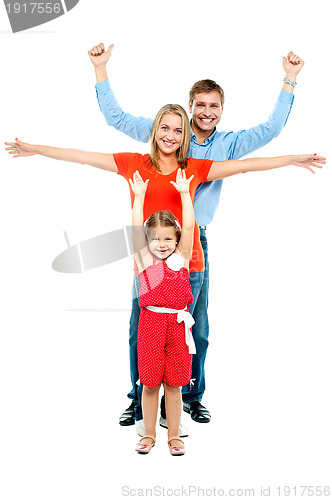 Image of Fun loving family. Full length portrait