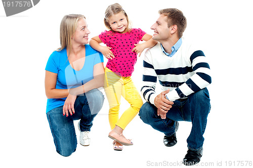 Image of Happy family with kid together isolated on white