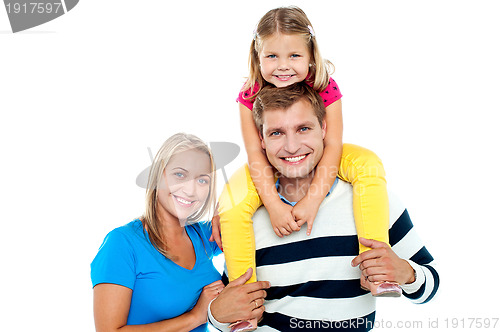 Image of Photo of a cheerful family enjoying