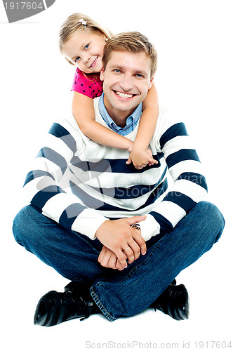 Image of Daughter holding her father from behind