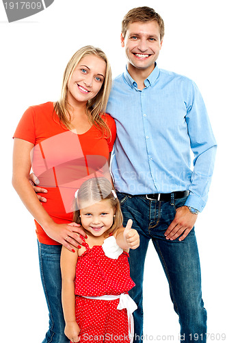 Image of Smiling family on a white background