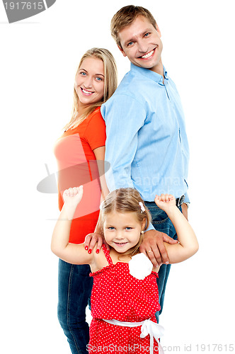 Image of Caucasian family of three, isolated