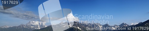 Image of Panorama of high mountains in nice day