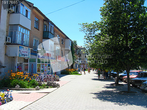 Image of View on the street of summer town