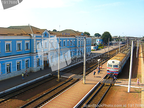 Image of View to the railway station and train