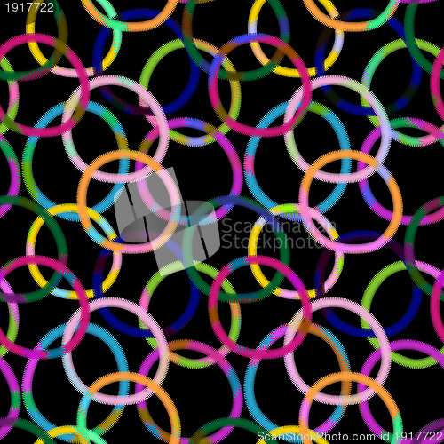 Image of Seamless black pattern with colorful rings