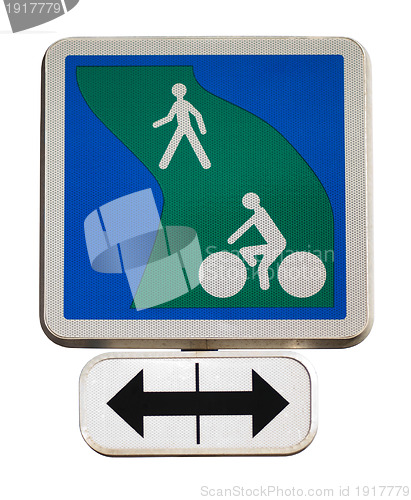 Image of Road sign for the cycle path
