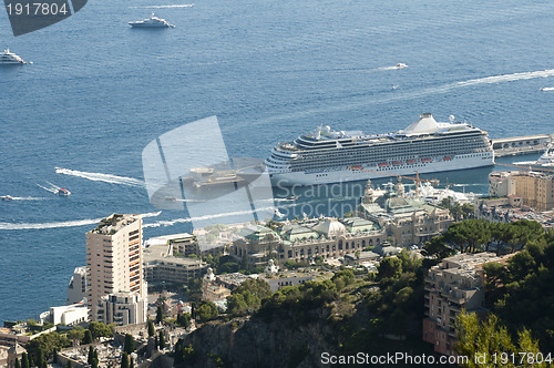 Image of Big cruise ship docked in Monaco