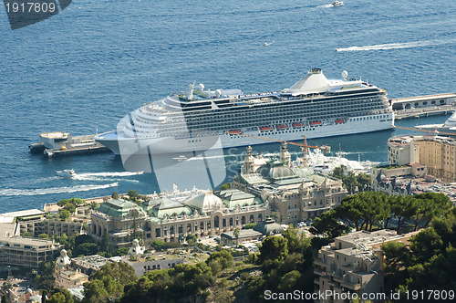 Image of Big cruise ship docked in Monaco