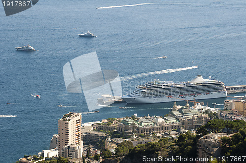 Image of Big cruise ship docked in Monaco