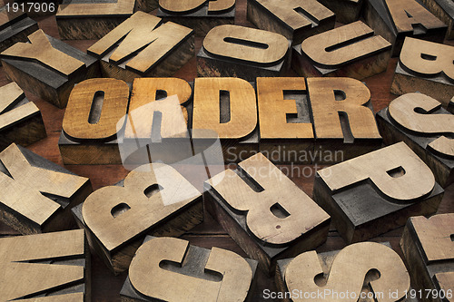 Image of order concept in wood type