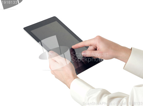 Image of hands with tablet computer