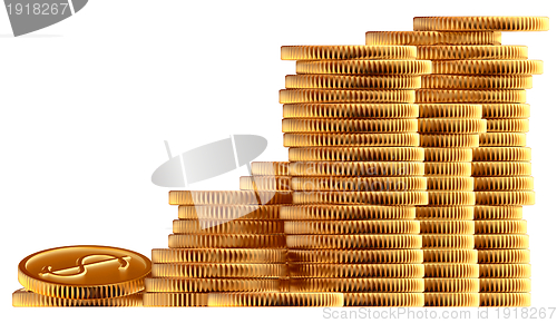 Image of Stacks of gold dollar coins