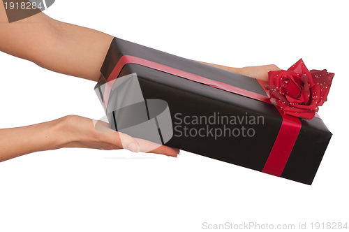 Image of gift with red rose