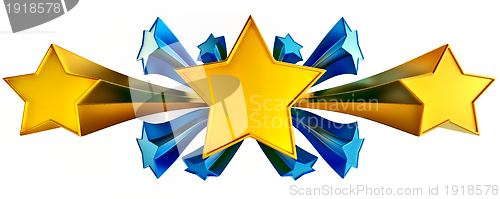 Image of set of eleven shiny gold and blue stars