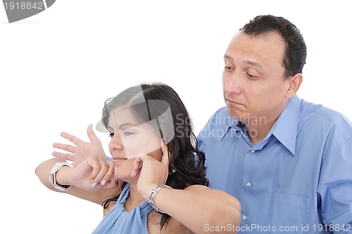 Image of Portrait of a young woman gets earful from her husband against w