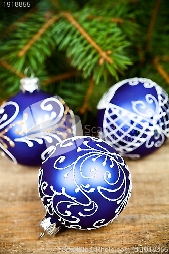 Image of christmas decorations and fir tree