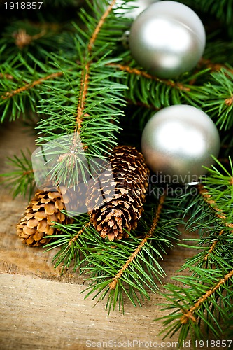 Image of christmas fir tree with decoration