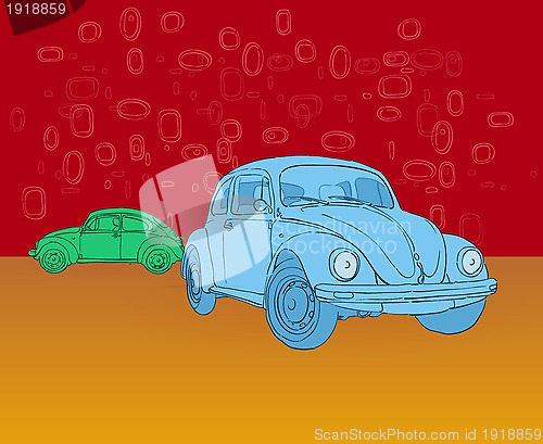 Image of Beetle Hippies Car Illustration