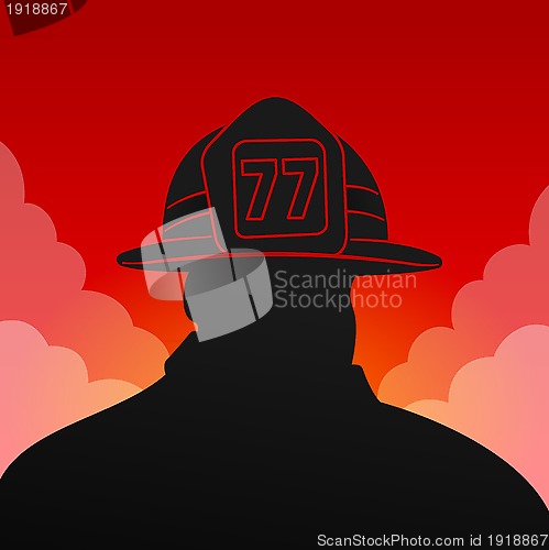 Image of Red Fireman Silhouette