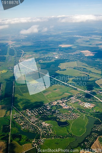 Image of aerial view of houses and...