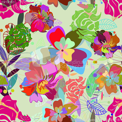 Image of Seamless multicolor floral pattern