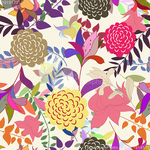 Image of Seamless multicolor floral pattern